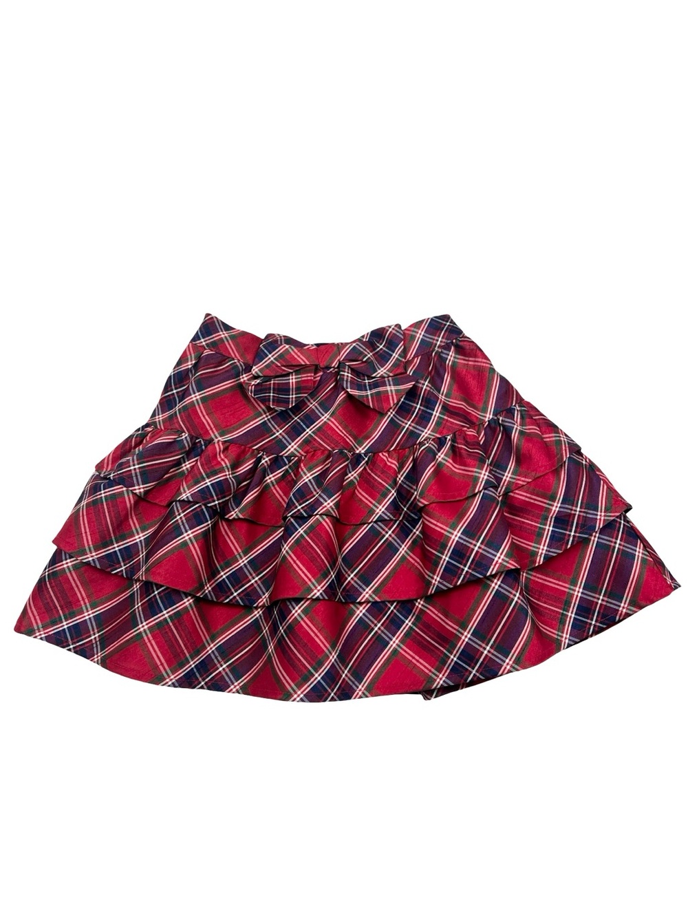 Gymboree Girls Red Tartan‎ Plaid Ruffle Mini Skirt with Bow Size 7